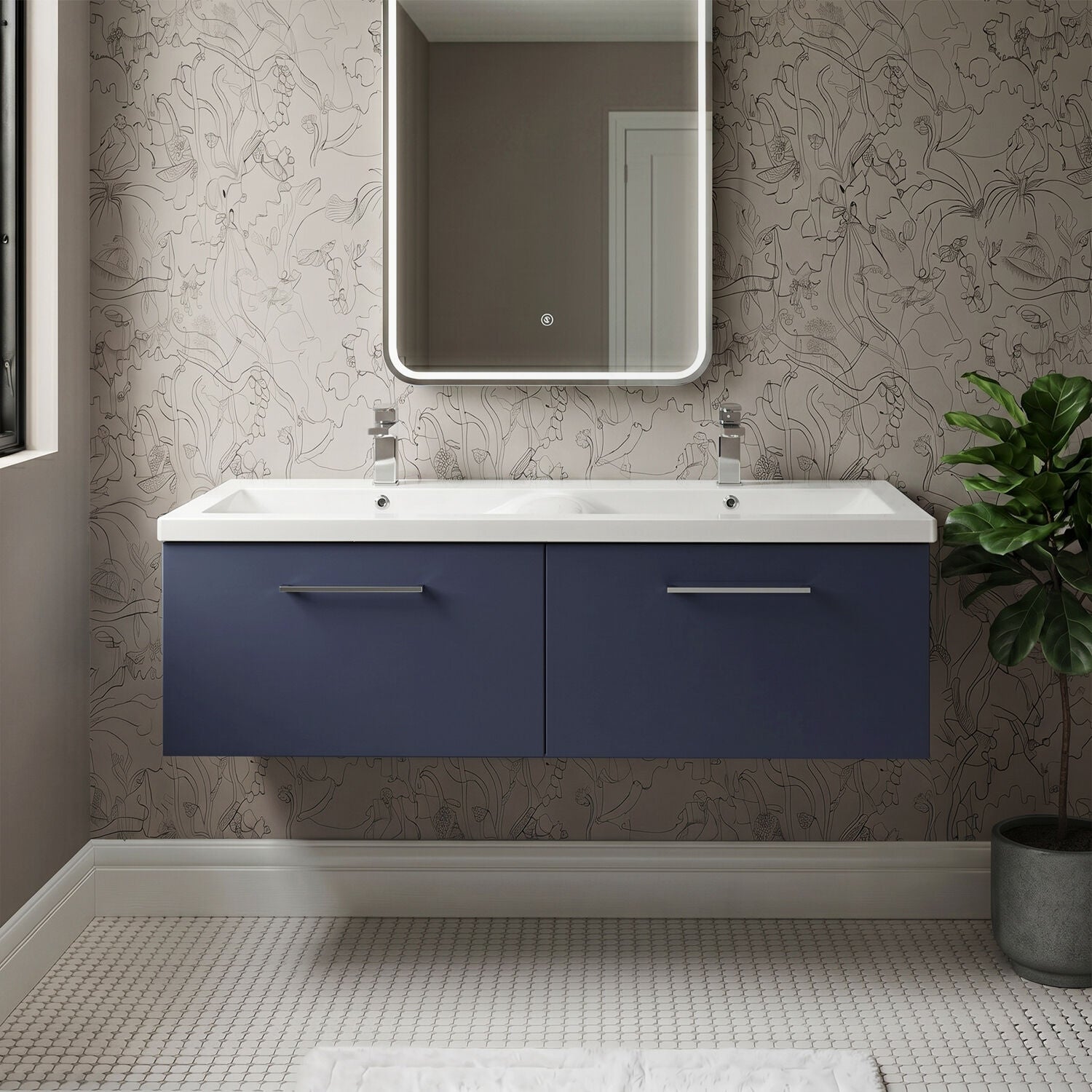 [BFLE2922F2] Bramshall 1200mm Wall Hung 2-Drawer Vanity Unit with Double Basin for Modern Bathroom Storage - Choice of Colour - Silo