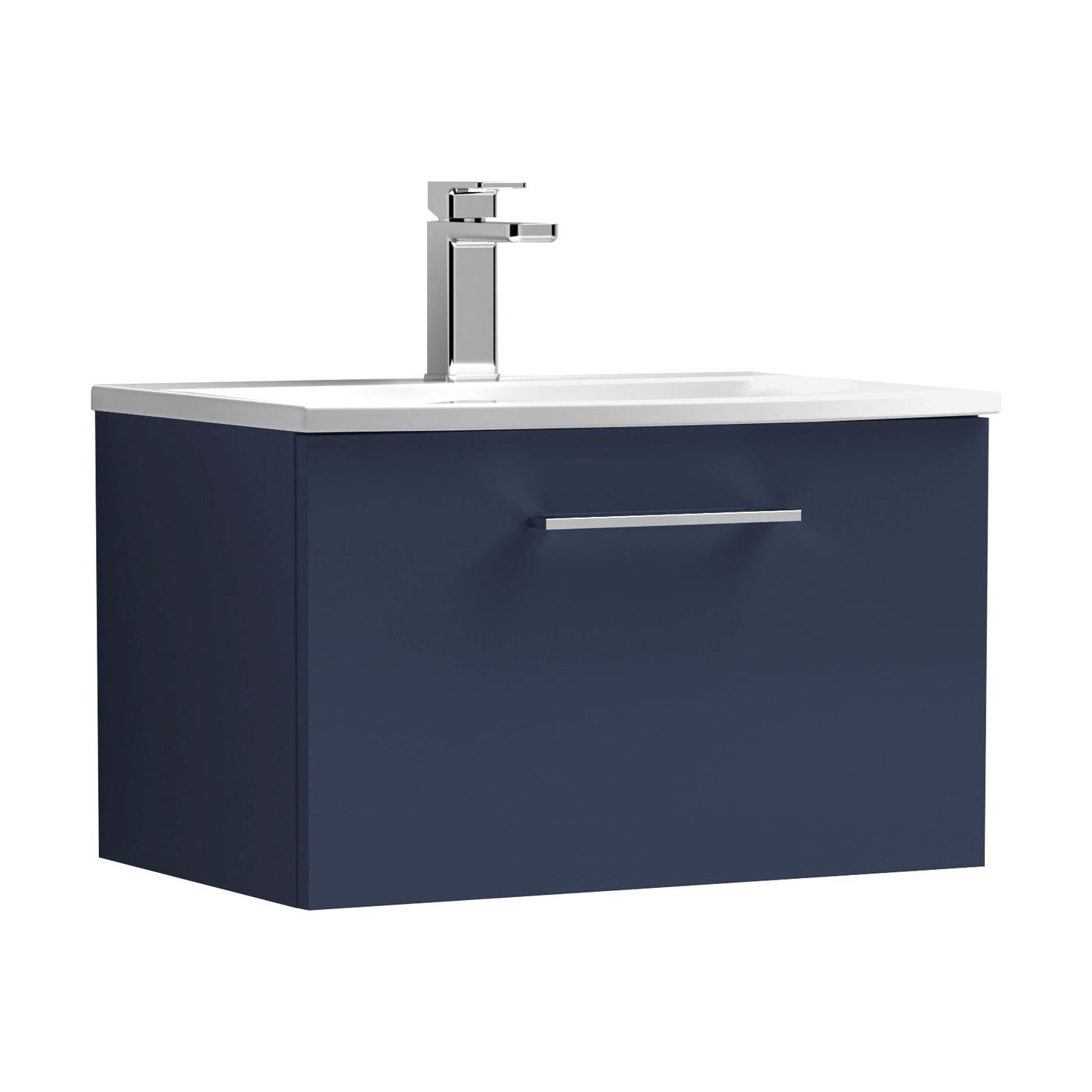 [BFLE2922G] Balterley  Modern Bathroom Wall Hung 1-Drawer Vanity & Basin, Midnight Blue, 600mm - Cutout