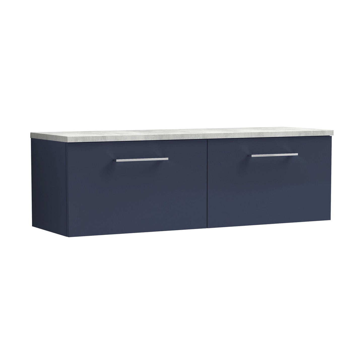 [BFLE2922LBG2] Balterley Level 1200mm Wall Hung 2 Drawer Vanity Unit & Laminate Worktop Spacious Contemporary Bathroom Storage - Midnight Blue - Cutout