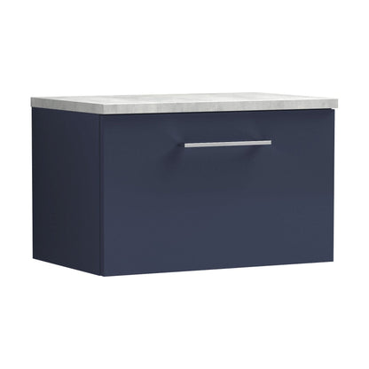 [BFLE2922LBG] Balterley Level 600mm Wall Hung 1 Drawer Vanity Unit & Laminate Worktop for Compact Contemporary Bathroom Storage - Midnight Blue - Cutout