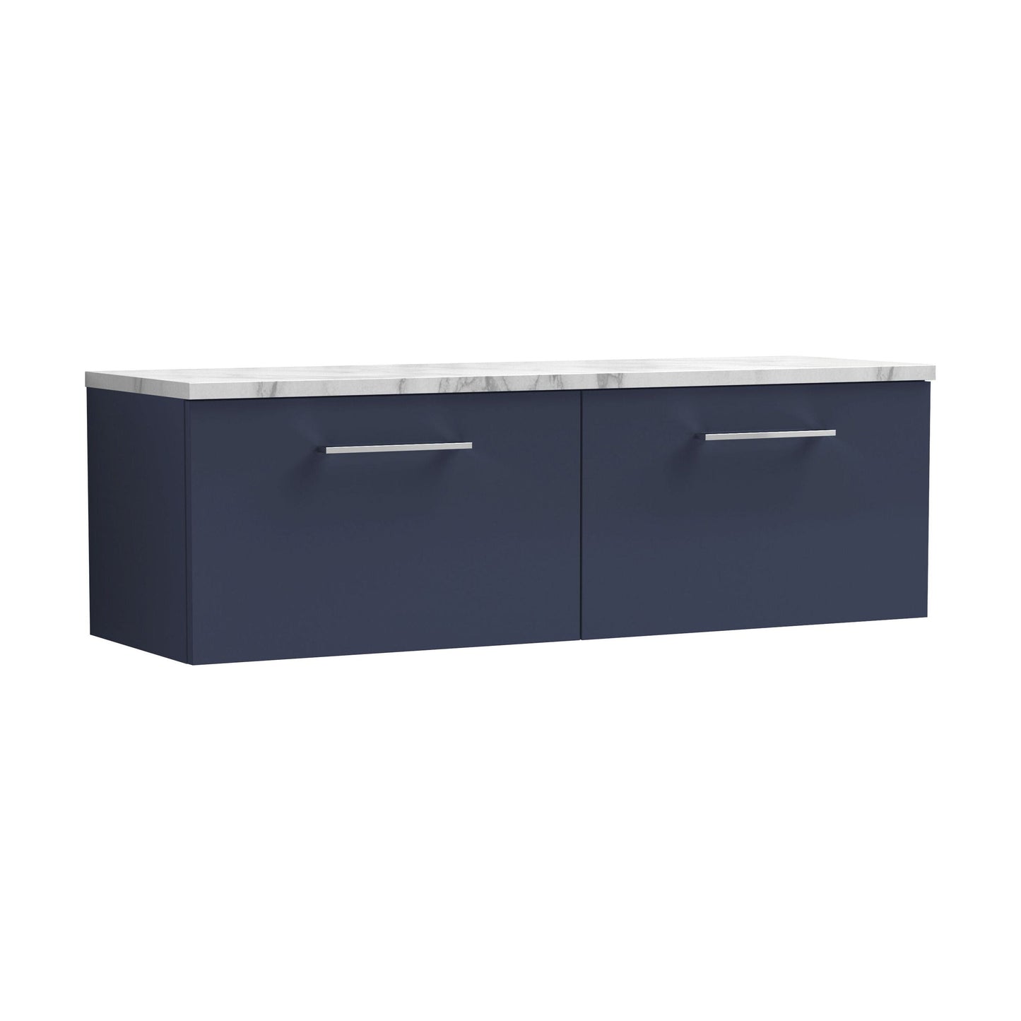 [BFLE2922LCM2] Balterley Level 1200mm Wall Hung 2 Drawer Vanity Unit & Laminate Worktop for Spacious Modern Bathroom Storage - Midnight Blue - Cutout