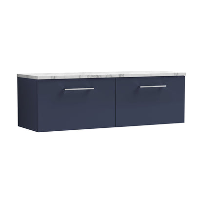 [BFLE2922LCM2] Balterley Level 1200mm Wall Hung 2 Drawer Vanity Unit & Laminate Worktop for Spacious Modern Bathroom Storage - Midnight Blue - Cutout