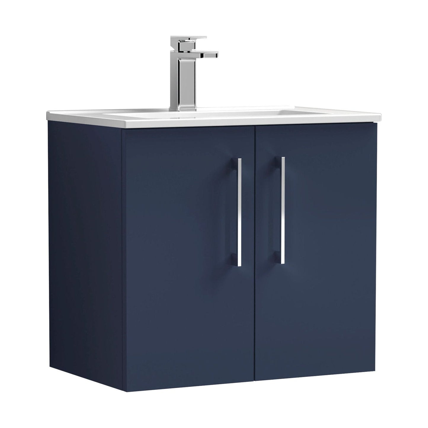 [BFLE2923B] Balterley  Contemporary Bathroom 2 Soft Close Door & Minimalist Wall Hung Vanity Unit Basin, Midnight Blue, 600mm - Cutout