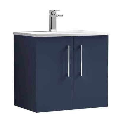 [BFLE2923G] Balterley  Modern Bathroom Wall Hung 2-Door Vanity & Basin, Midnight Blue, 600mm - Cutout