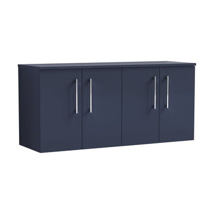 [BFLE2923W2] Balterley Level Modern Bathroom 1200mm Wall Hung 4-Door Vanity Unit with Worktop, Soft Close Doors, Midnight Blue - Cutout