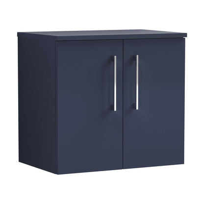 [BFLE2923W] Balterley Level Modern Bathroom 600mm Wall Hung 2-Door Vanity Unit with Worktop, Soft Close Doors, Midnight Blue - Cutout