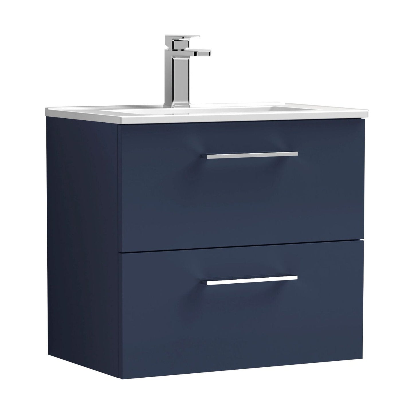 [BFLE2924B] Balterley Level Contemporary Bathroom 2 Soft Close Drawer & Minimalist Wall Hung Vanity Unit Basin, Midnight Blue, 600mm - Cutout