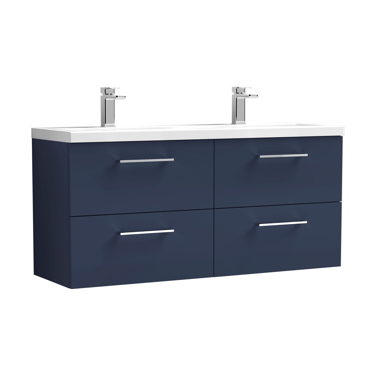[BFLE2924F2] Balterley Level 1200mm Wall Hung 4-Drawer Vanity Unit with Double Basin for Modern Bathroom Storage - Gloss White - Cutout