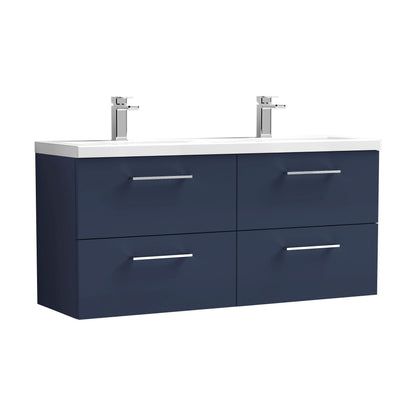 [BFLE2924F2] Balterley Level 1200mm Wall Hung 4-Drawer Vanity Unit with Double Basin for Modern Bathroom Storage - Gloss White - Cutout
