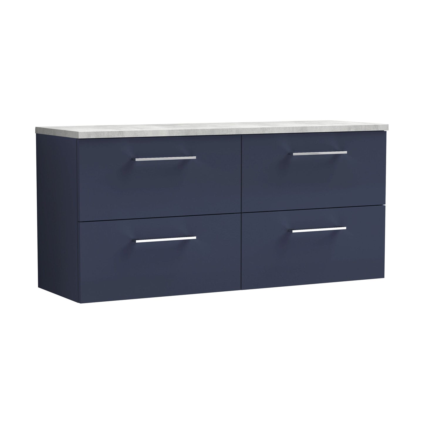 [BFLE2924LBG2] Balterley Level 1200mm Wall Hung 4 Drawer Vanity Unit & Laminate Worktop for Spacious Modern Bathroom Storage, Midnight Blue - Cutout