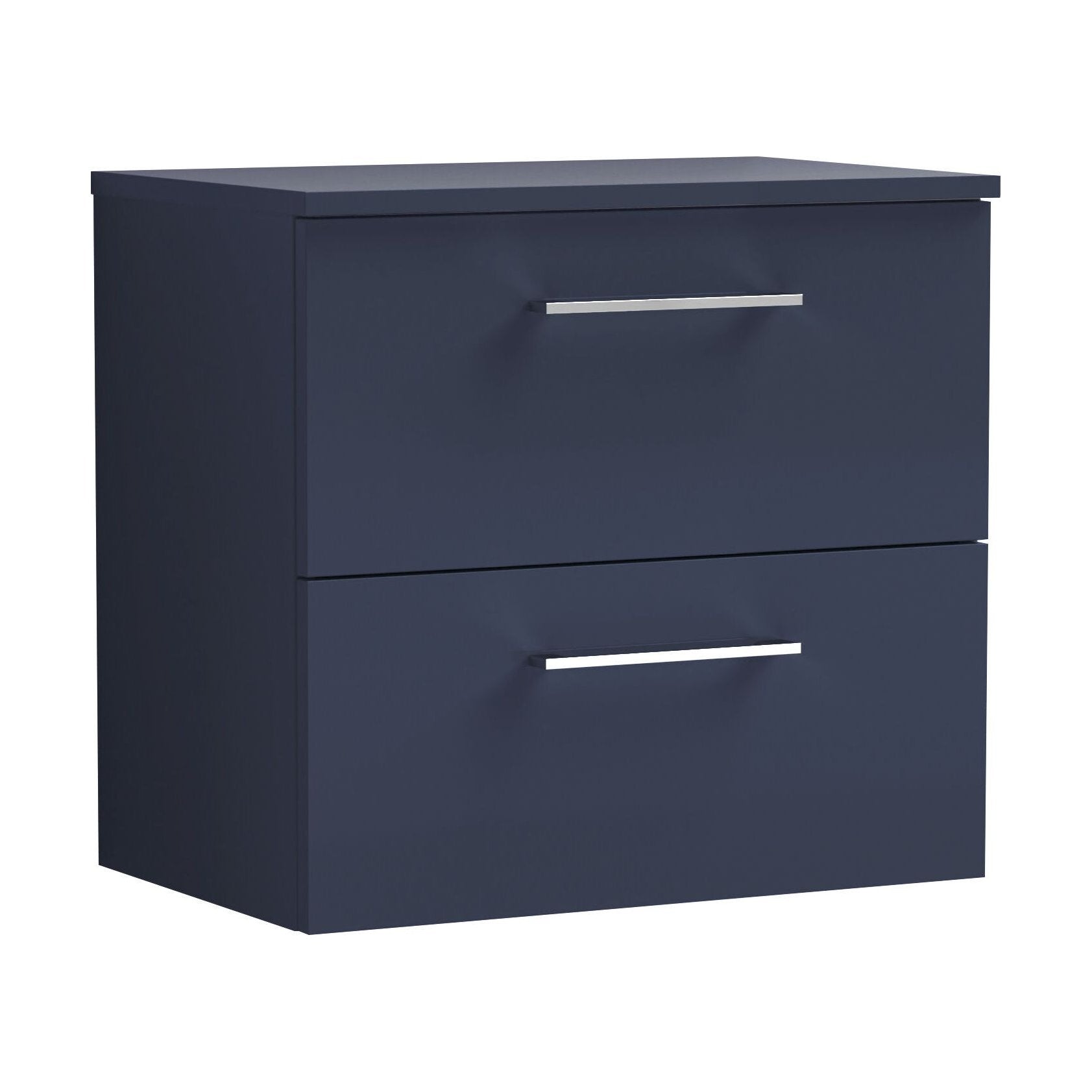 [BFLE2924W] Balterley Level Modern Bathroom 600mm Wall Hung 2 Soft Close Drawer Vanity Unit with Worktop, 558 x 605 x 390mm, Midnight Blue - Cutout