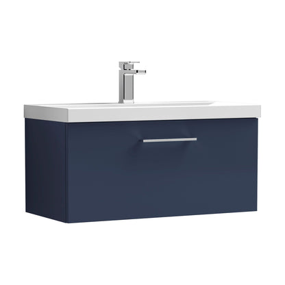 [BFLE2925A] Balterley Contemporary Bathroom Wall Hung 1 Soft-Close Drawer Vanity Unit & Mid-Edge Ceramic Basin, Midnight Blue, 800 mm - Cutout