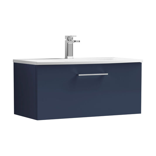 [BFLE2925G] Balterley  Modern Bathroom Wall Hung 1-Drawer Vanity & Basin, Midnight Blue, 800mm - Cutout
