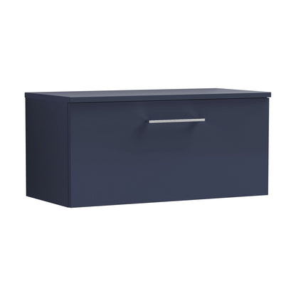[BFLE2925W] Balterley Level Modern Bathroom 800mm Wall Hung 1-Drawer Vanity Unit with Worktop, Soft Close Drawer, Midnight Blue - Cutout