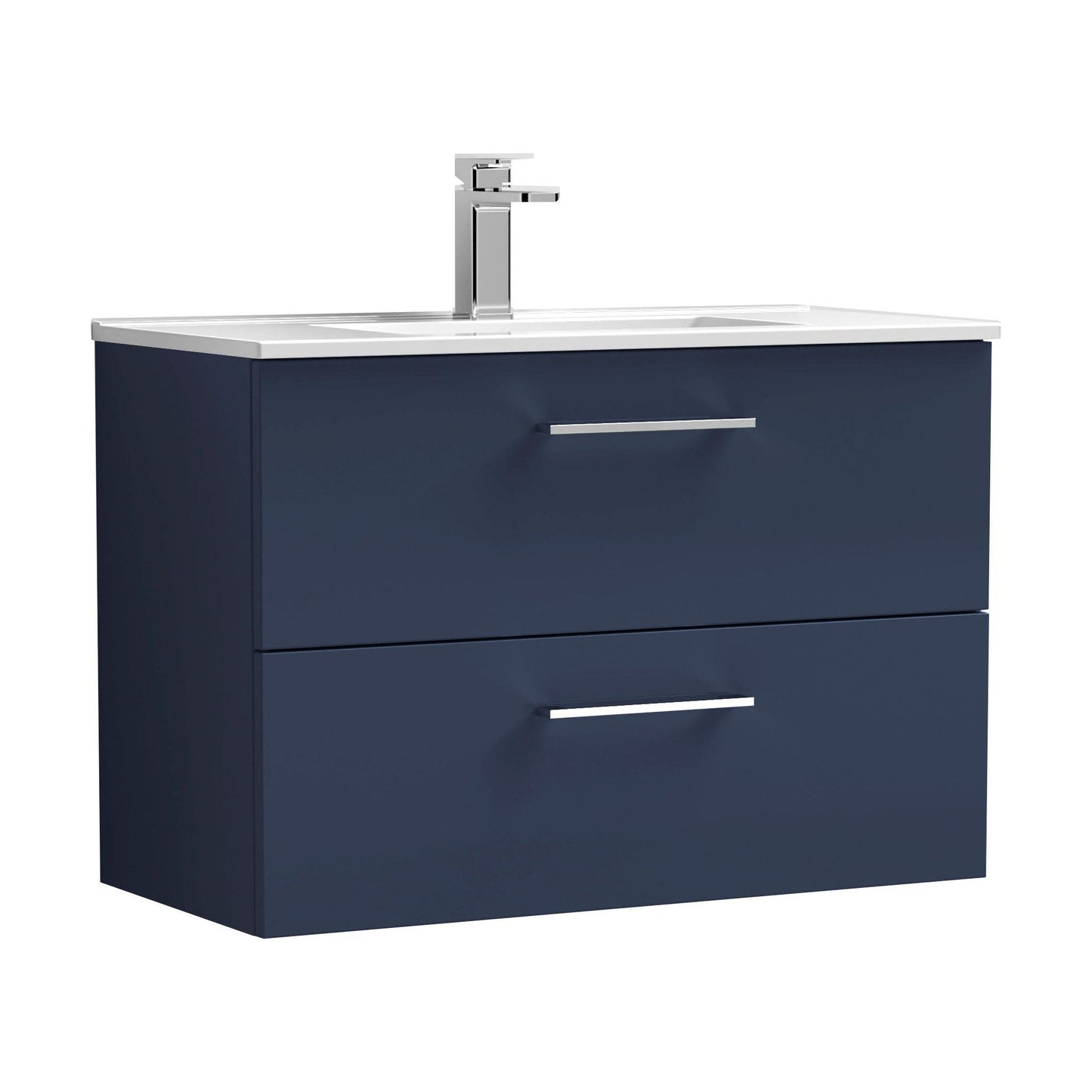 [BFLE2926B] Balterley Level Contemporary Bathroom 2 Soft Close Drawer & Minimalist Wall Hung Vanity Unit Basin, Midnight Blue, 800mm - Cutout