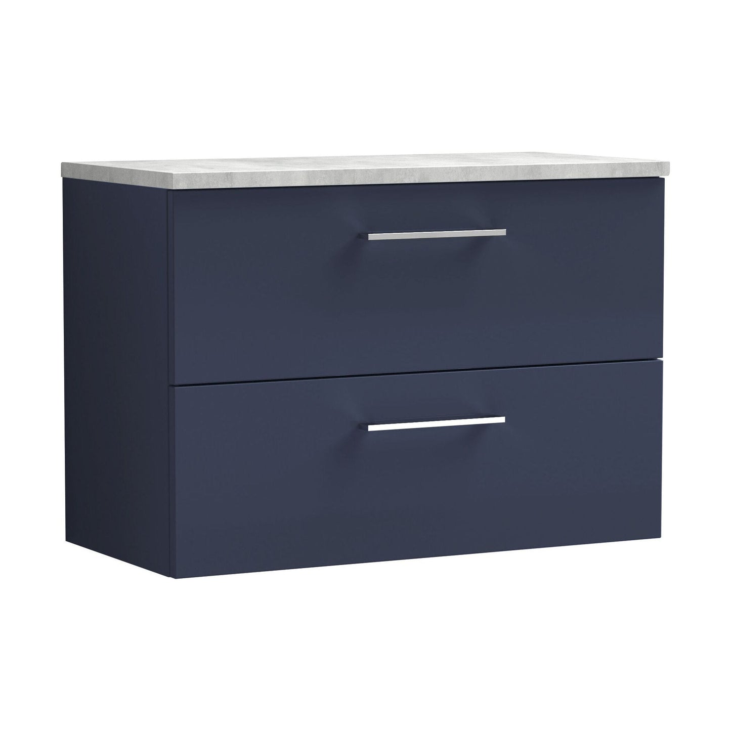 [BFLE2926LBG] Balterley Level 800mm Wall Hung 2 Drawer Vanity Unit & Laminate Worktop for Efficient Modern Bathroom Storage - Midnight Blue - Cutout
