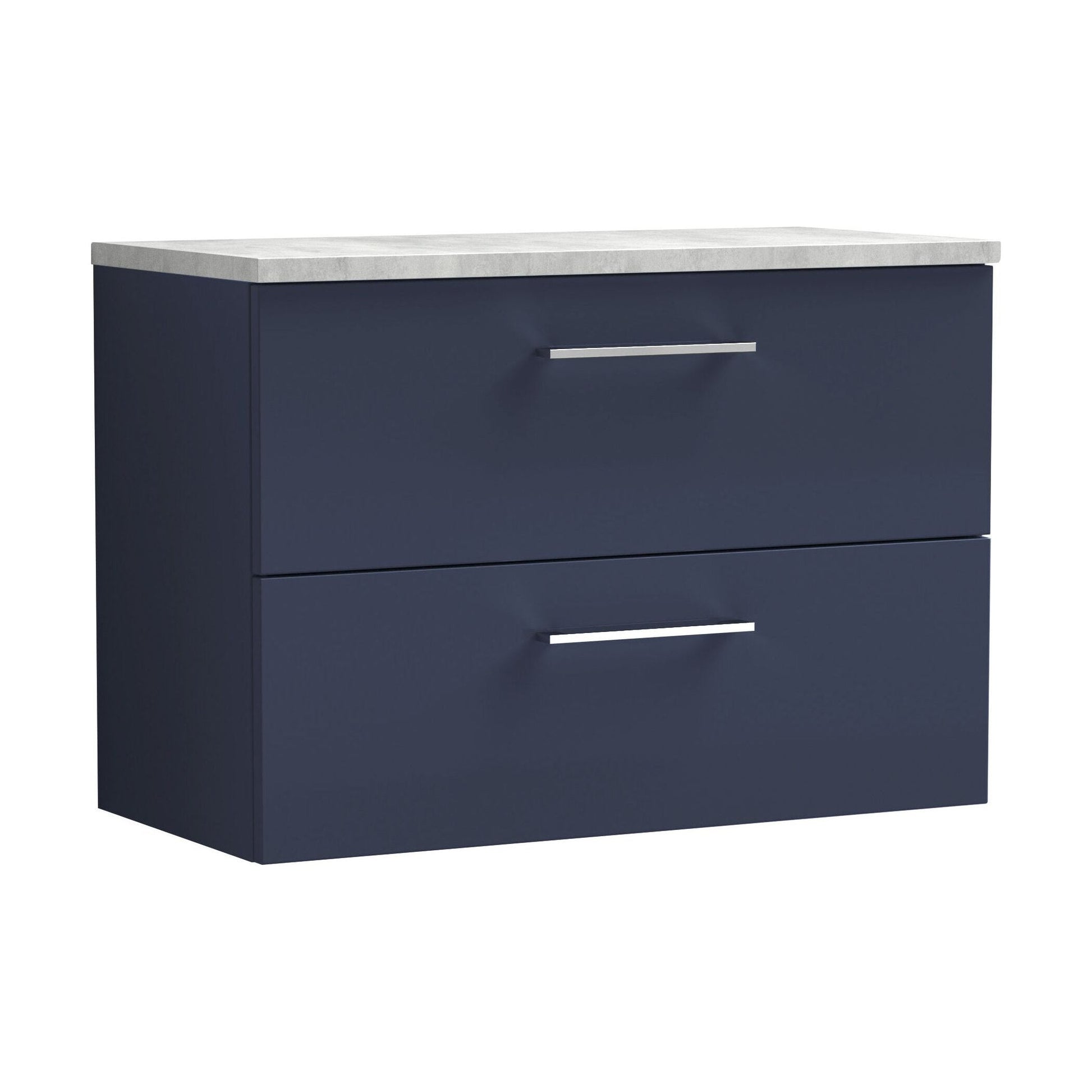 [BFLE2926LBG] Balterley Level 800mm Wall Hung 2 Drawer Vanity Unit & Laminate Worktop for Efficient Modern Bathroom Storage - Midnight Blue - Cutout