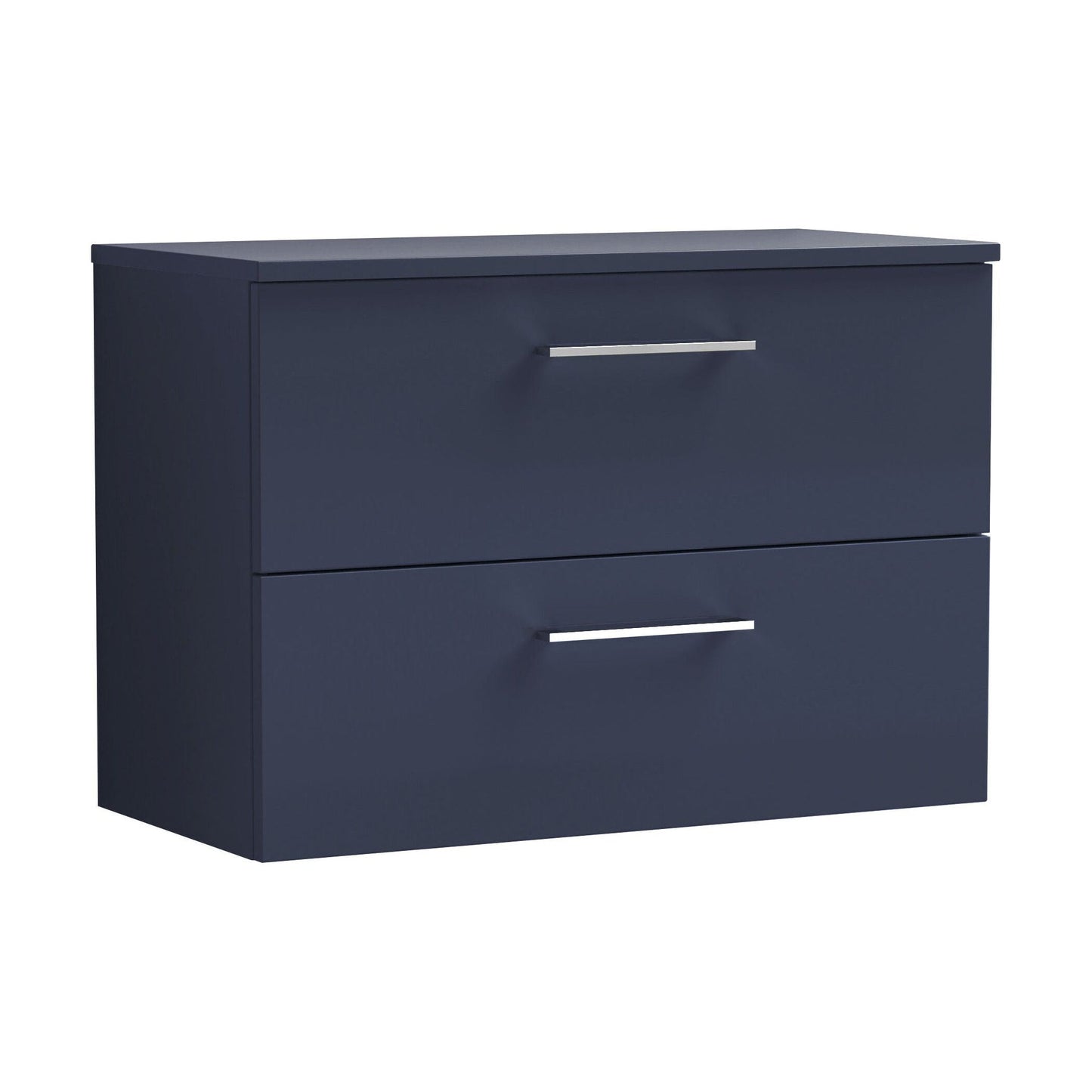 [BFLE2926W] Balterley Level Modern Bathroom 800mm Wall Hung 2 Soft Close Drawer Vanity Unit with Worktop, 558 x 805 x 390mm, Midnight Blue - Cutout