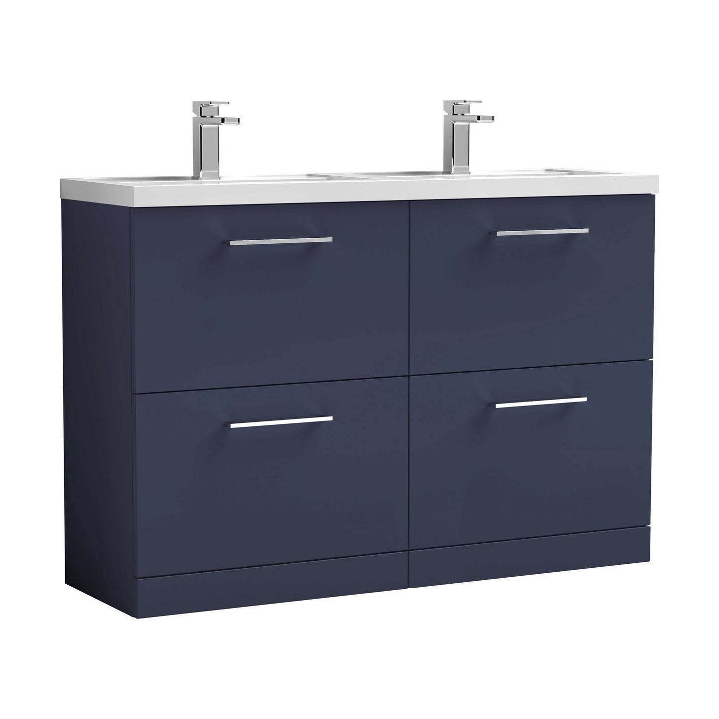 [BFLE2933C2] Balterley Level 1200mm Floor Standing 4 Drawer Vanity Unit with Double Basin, Handles & Overflow for Bathroom Storage Gloss White - Cutout