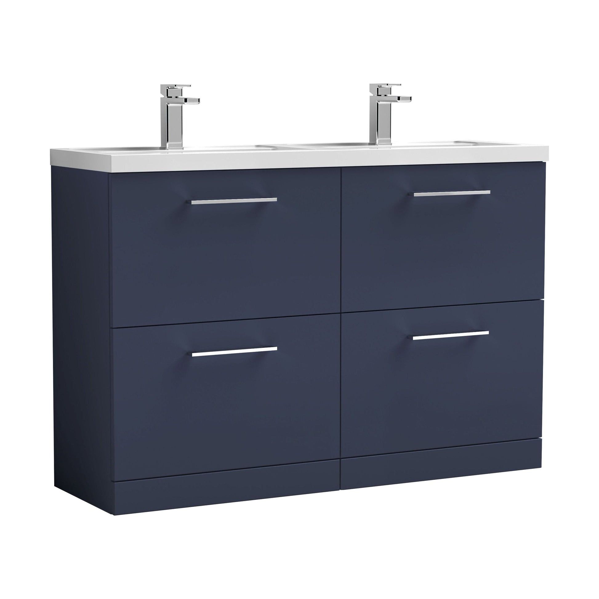 [BFLE2933C2] Balterley Level 1200mm Floor Standing 4 Drawer Vanity Unit with Double Basin, Handles & Overflow for Bathroom Storage Gloss White - Cutout