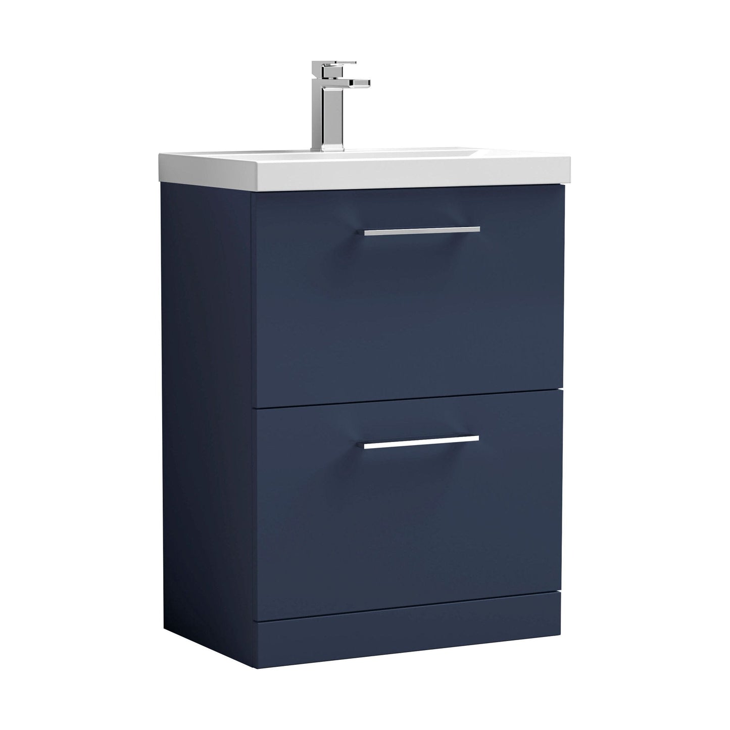 [BFLE2933D] Balterley  Contemporary Bathroom Floor Standing 2-Drawer Vanity & Basin, Midnight Blue, 600mm - Cutout