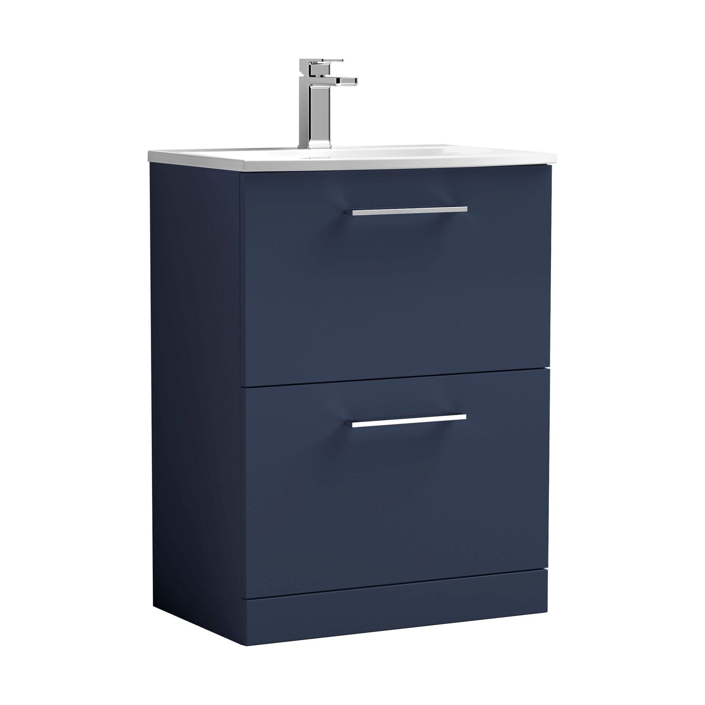 [BFLE2933G] Balterley  Modern Bathroom Floor Standing 2-Drawer Vanity & Basin, Midnight Blue, 600mm - Cutout