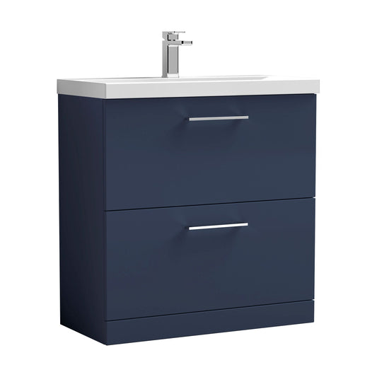 [BFLE2935D] Balterley  Contemporary Bathroom Floor Standing 2-Drawer Vanity & Basin, Midnight Blue, 800mm - Cutout