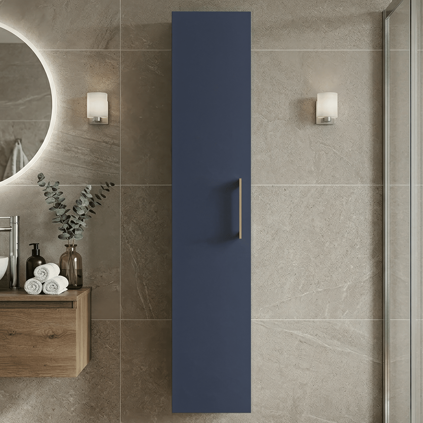 [BFLE2961H017] Bramshall 300mm Wall Hung 1 Door Tall Unit - Choice of Colour and Handle Finish - Silo