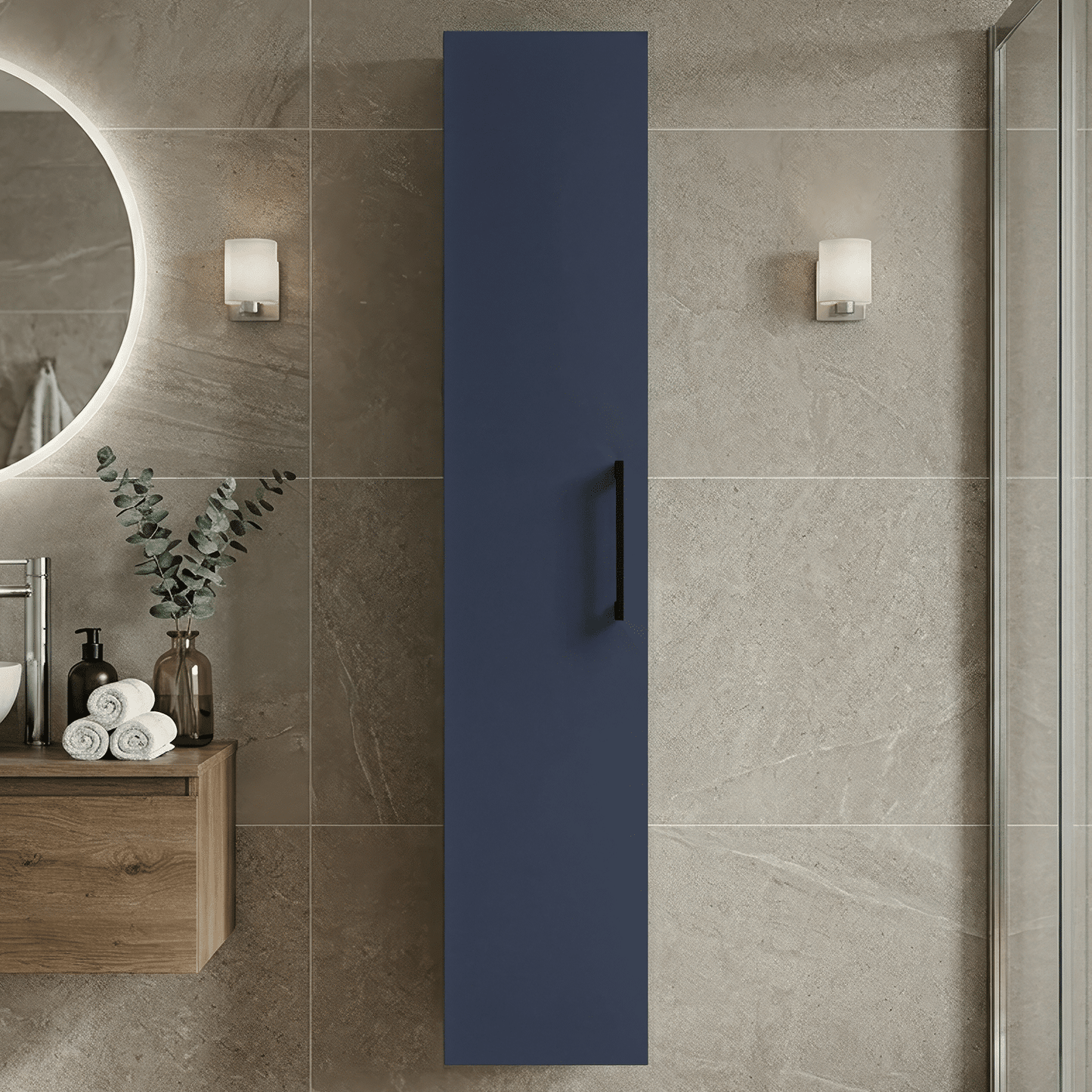 [BFLE2961H018] Bramshall 300mm Wall Hung 1 Door Tall Unit - Choice of Colour and Handle Finish - Silo