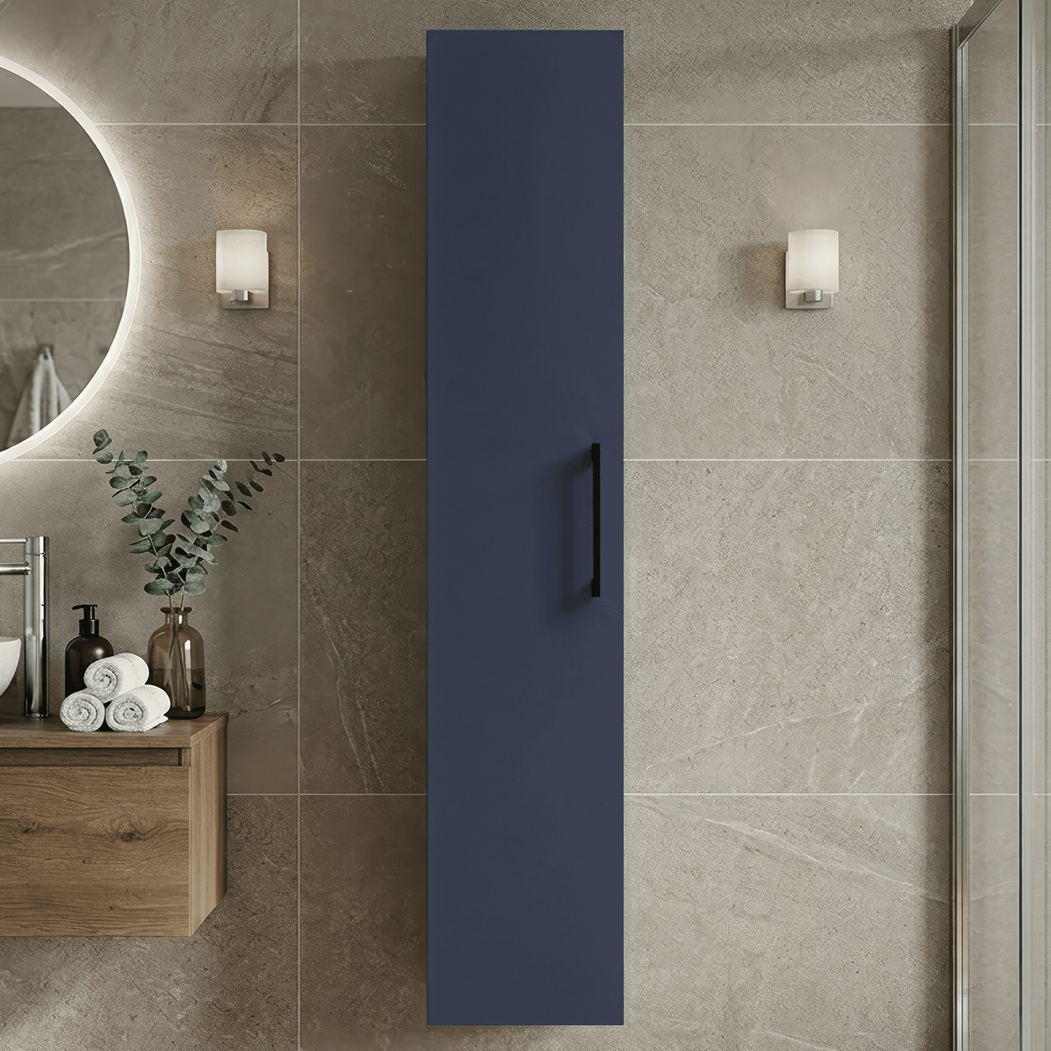 [BFLE2961H018] Bramshall 300mm Wall Hung 1 Door Tall Unit - Choice of Colour and Handle Finish - Silo