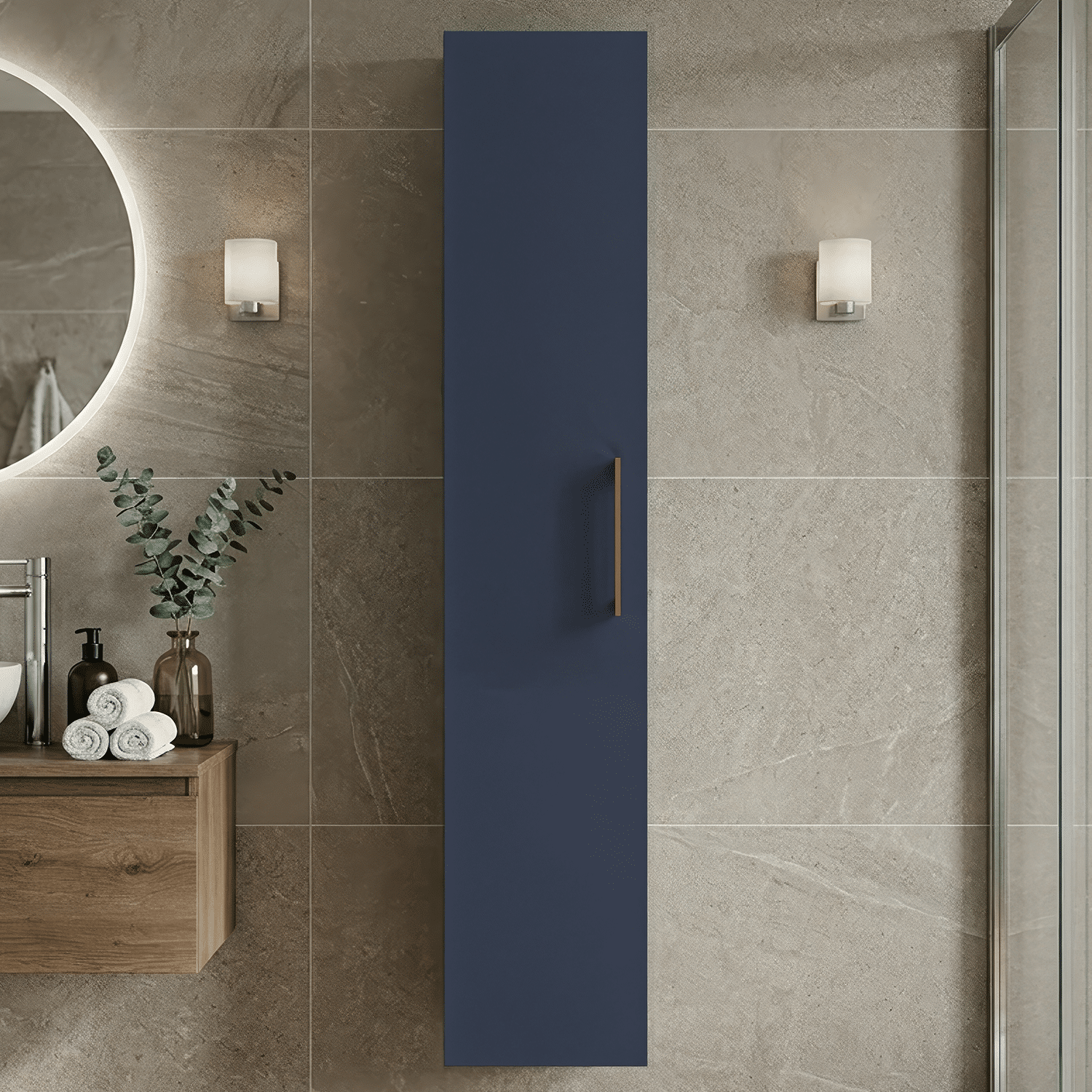 [BFLE2961H019] Bramshall 300mm Wall Hung 1 Door Tall Unit - Choice of Colour and Handle Finish - Silo