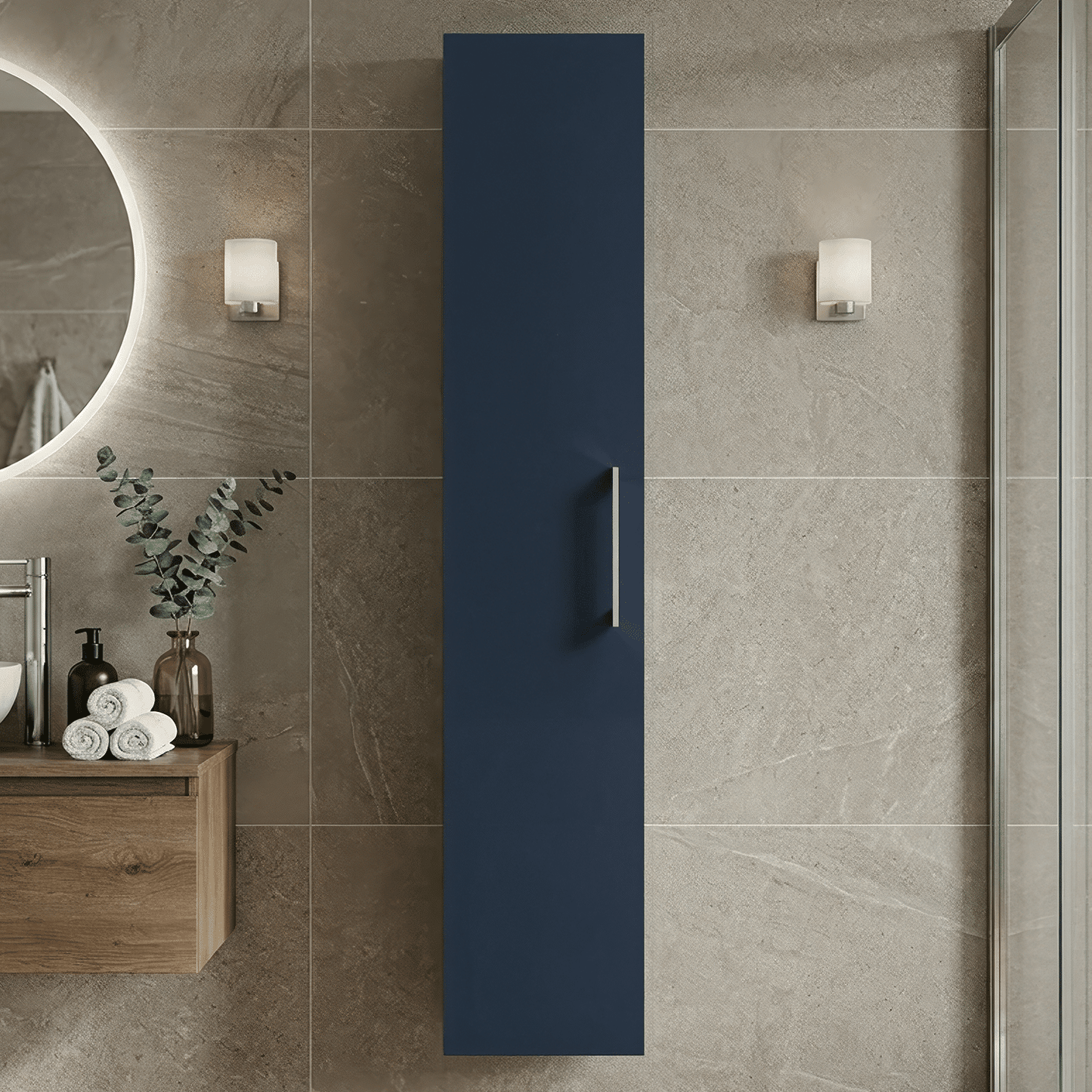 [BFLE2961] Bramshall 300mm Wall Hung 1 Door Tall Unit - Choice of Colour and Handle Finish - Silo