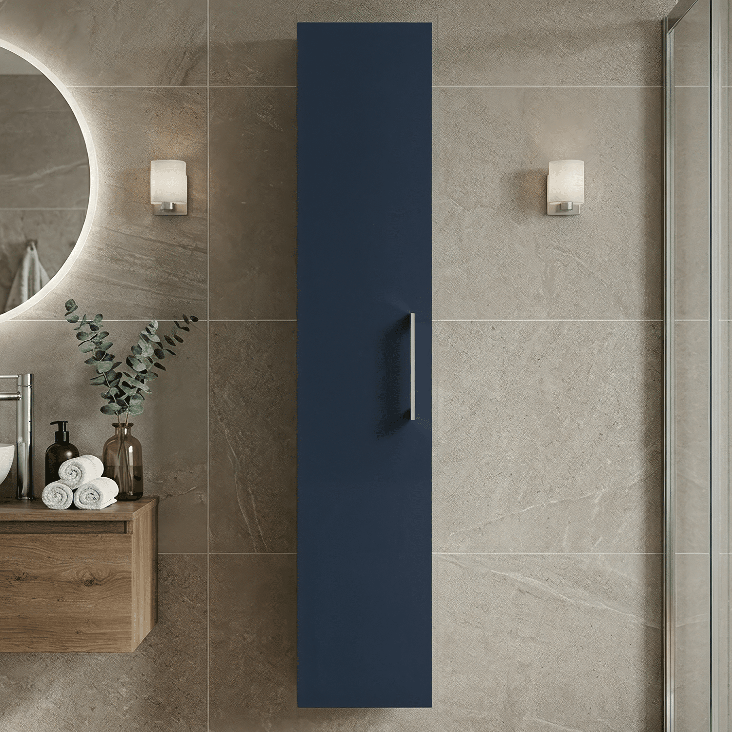 [BFLE2961] Bramshall 300mm Wall Hung 1 Door Tall Unit - Choice of Colour and Handle Finish - Silo