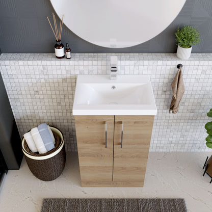 [BFLE3001A] Contemporary Floor Standing Vanity Unit with Mid-Edge Basin, Choice of Size - Lifestyle 2