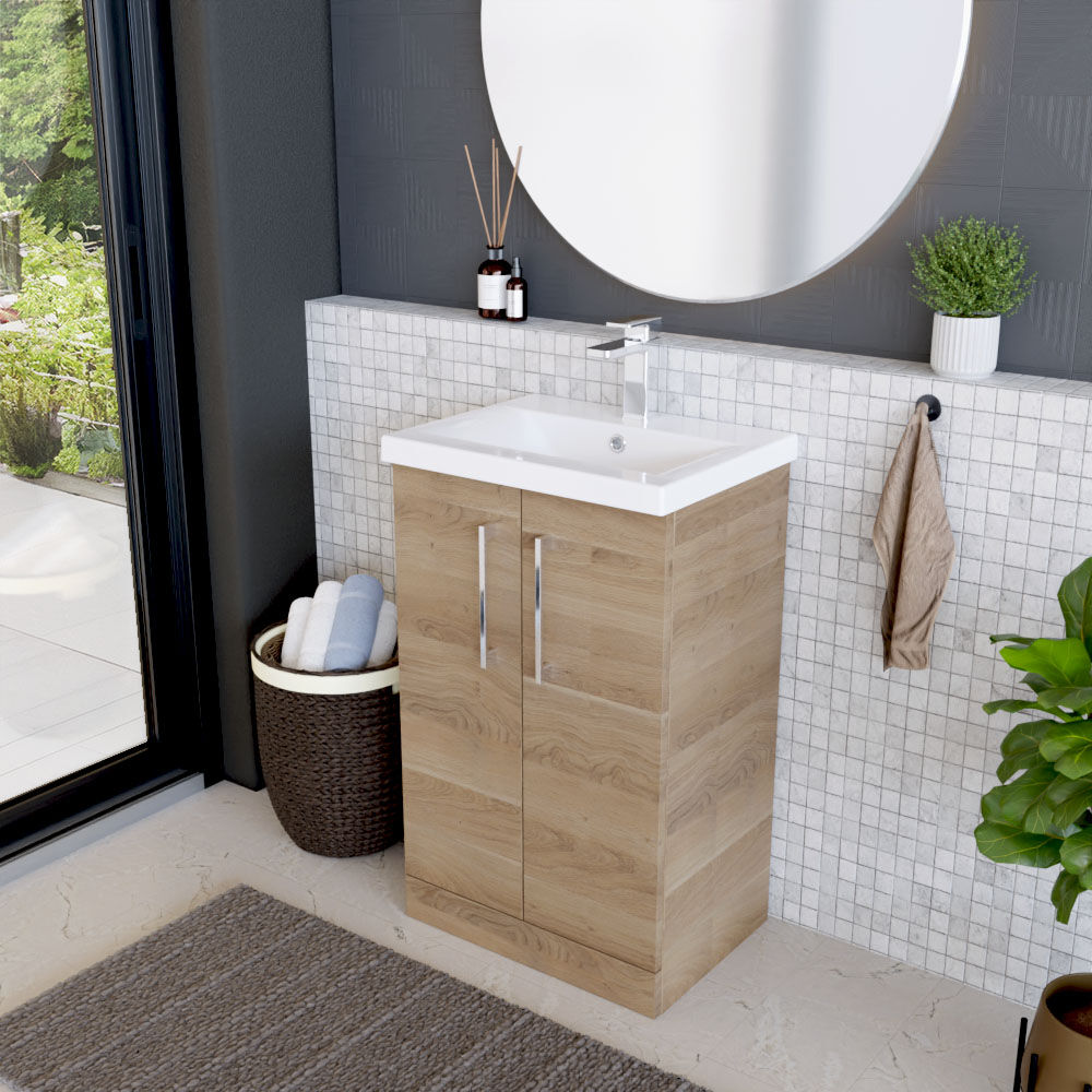 [BFLE3001A] Contemporary Floor Standing Vanity Unit with Mid-Edge Basin, Choice of Size - Lifestyle 3