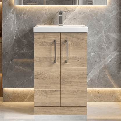 [BFLE3001A] Contemporary Floor Standing Vanity Unit with Mid-Edge Basin, Choice of Size - Silo