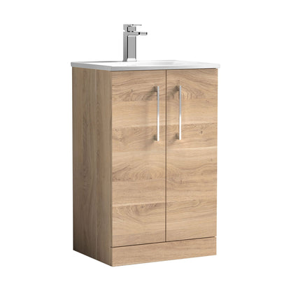 [BFLE3001G] Balterley  Modern Bathroom Floor Standing 2-Door Vanity & Basin, Bleached Oak, 500mm - Cutout