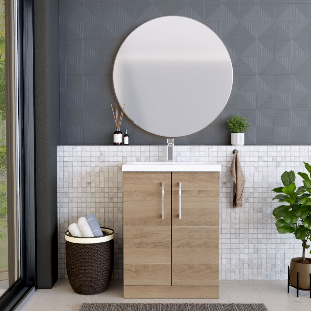 [BFLE3003A] Contemporary Floor Standing Vanity Unit with Mid-Edge Basin, Choice of Size - Lifestyle 1