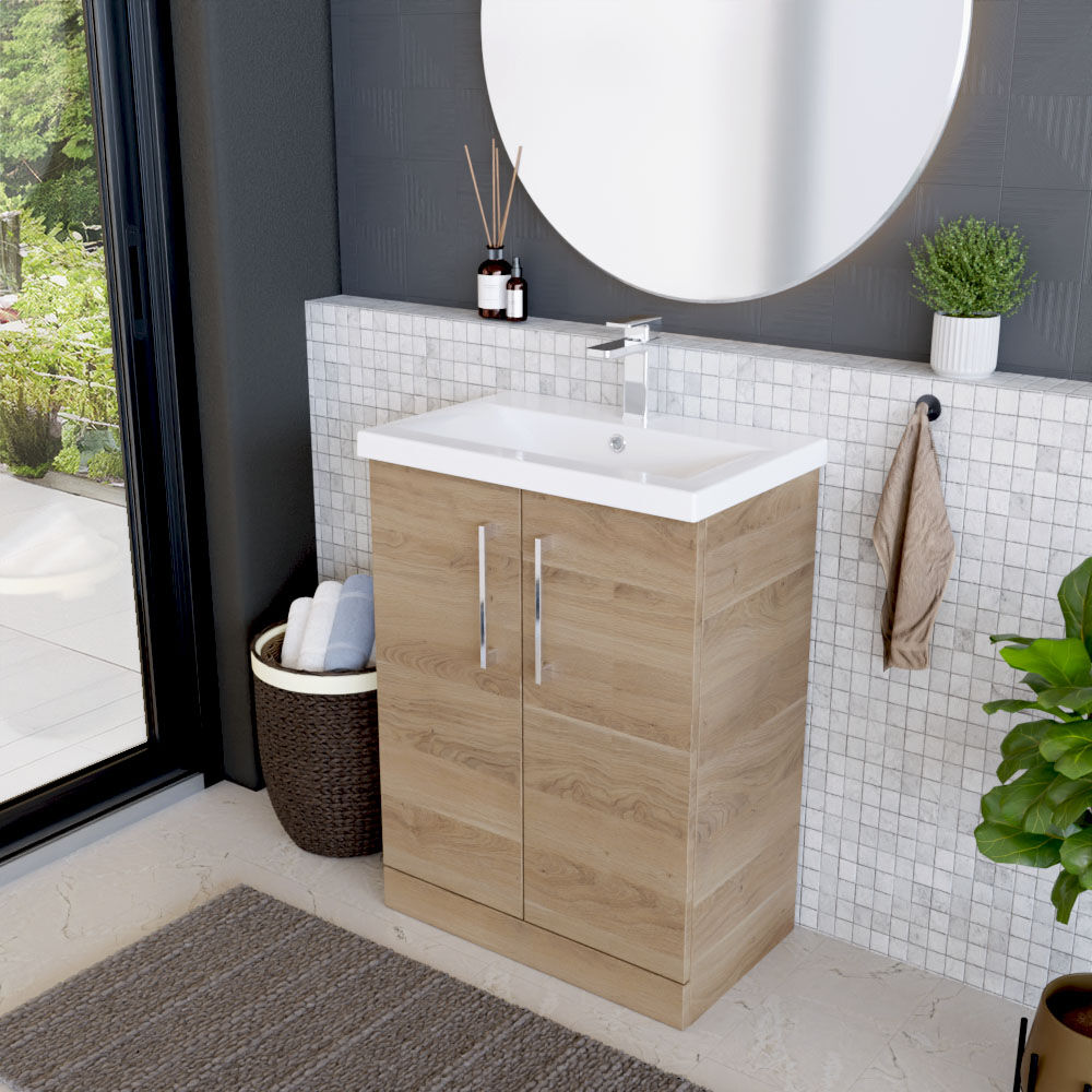 [BFLE3003A] Contemporary Floor Standing Vanity Unit with Mid-Edge Basin, Choice of Size - Lifestyle 3