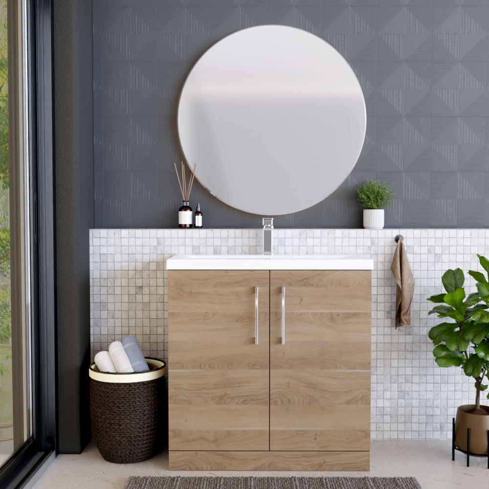[BFLE3005A] Contemporary Floor Standing Vanity Unit with Mid-Edge Basin, Choice of Size - Lifestyle 1