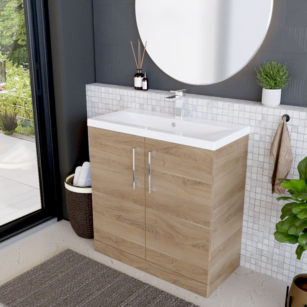 [BFLE3005A] Contemporary Floor Standing Vanity Unit with Mid-Edge Basin, Choice of Size - Lifestyle 3