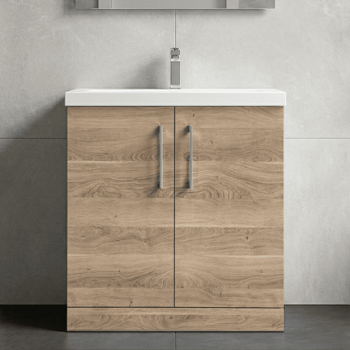 [BFLE3005A] Contemporary Floor Standing Vanity Unit with Mid-Edge Basin, Choice of Size - Silo
