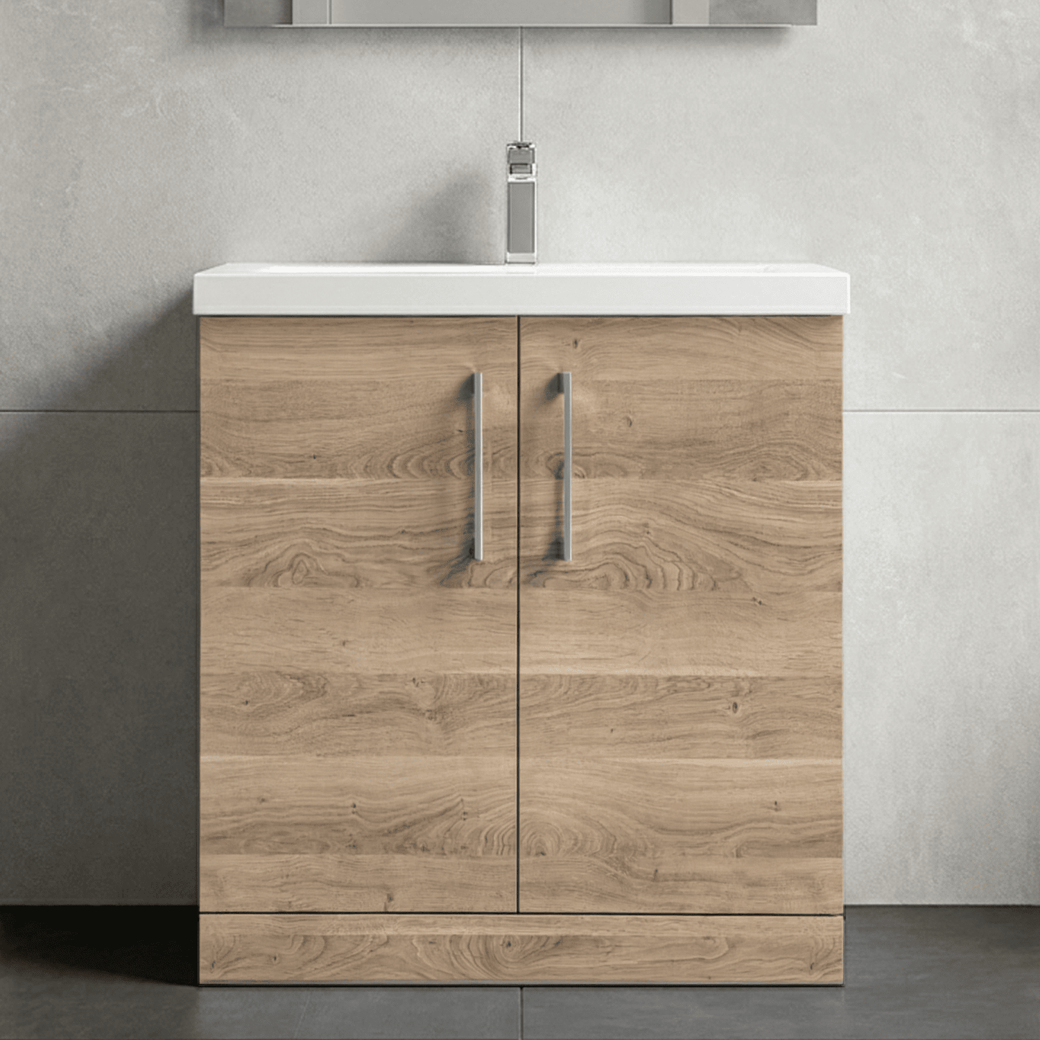 [BFLE3005A] Contemporary Floor Standing Vanity Unit with Mid-Edge Basin, Choice of Size - Silo