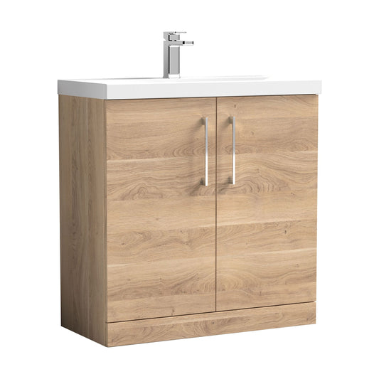 [BFLE3005D] Balterley  Contemporary Bathroom Floor Standing 2-Door Vanity & Basin, Bleached Oak, 800mm - Cutout