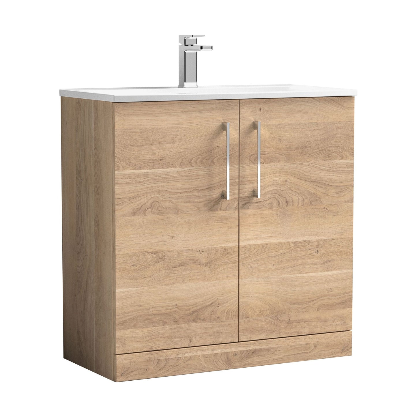 [BFLE3005G] Balterley  Modern Bathroom Floor Standing 2-Door Vanity & Basin, Bleached Oak, 800mm - Cutout