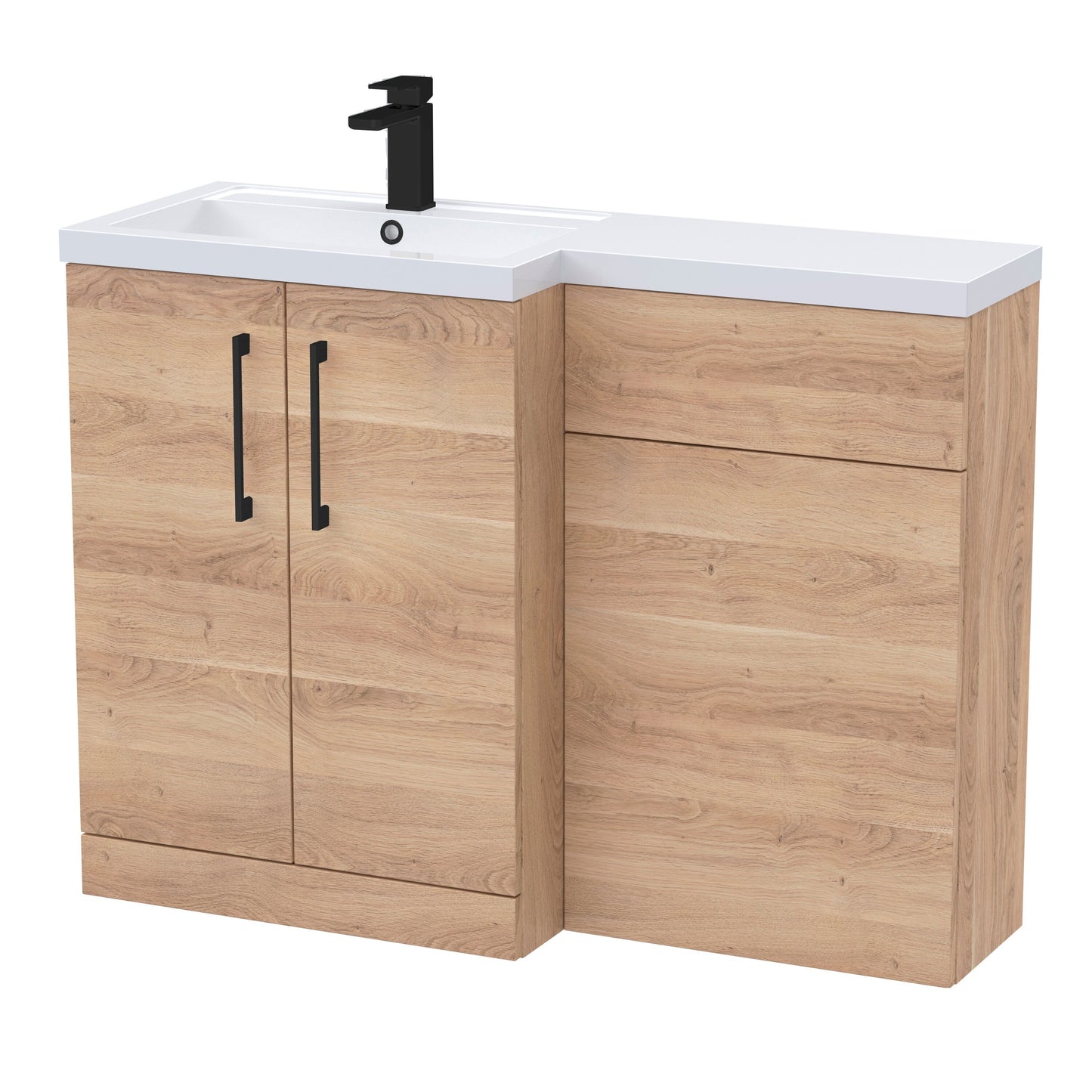 [BFLE3011LH018] Bramshall Combination Vanity Unit with Basin & WC, Left Hand, 1100mm x 390mm - Choice of Colour and Handle Finish - Cutout