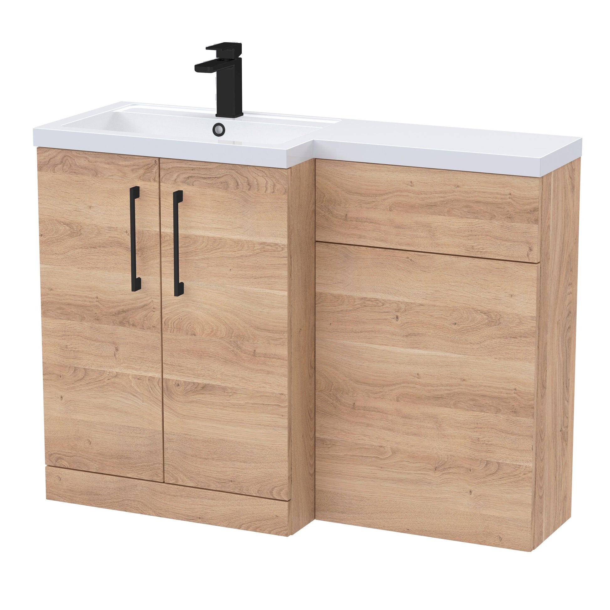 [BFLE3011LH018] Bramshall Combination Vanity Unit with Basin & WC, Left Hand, 1100mm x 390mm - Choice of Colour and Handle Finish - Cutout