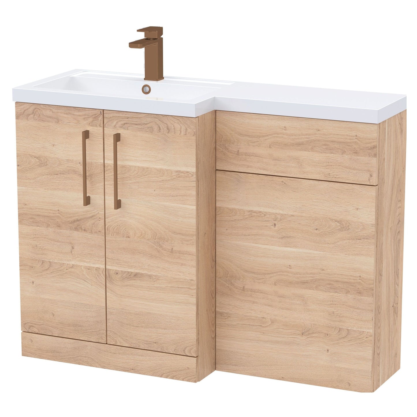 [BFLE3011LH1516] Bramshall Combination Vanity Unit with Basin & WC, Left Hand, 1100mm x 390mm - Choice of Colour and Handle Finish - Cutout