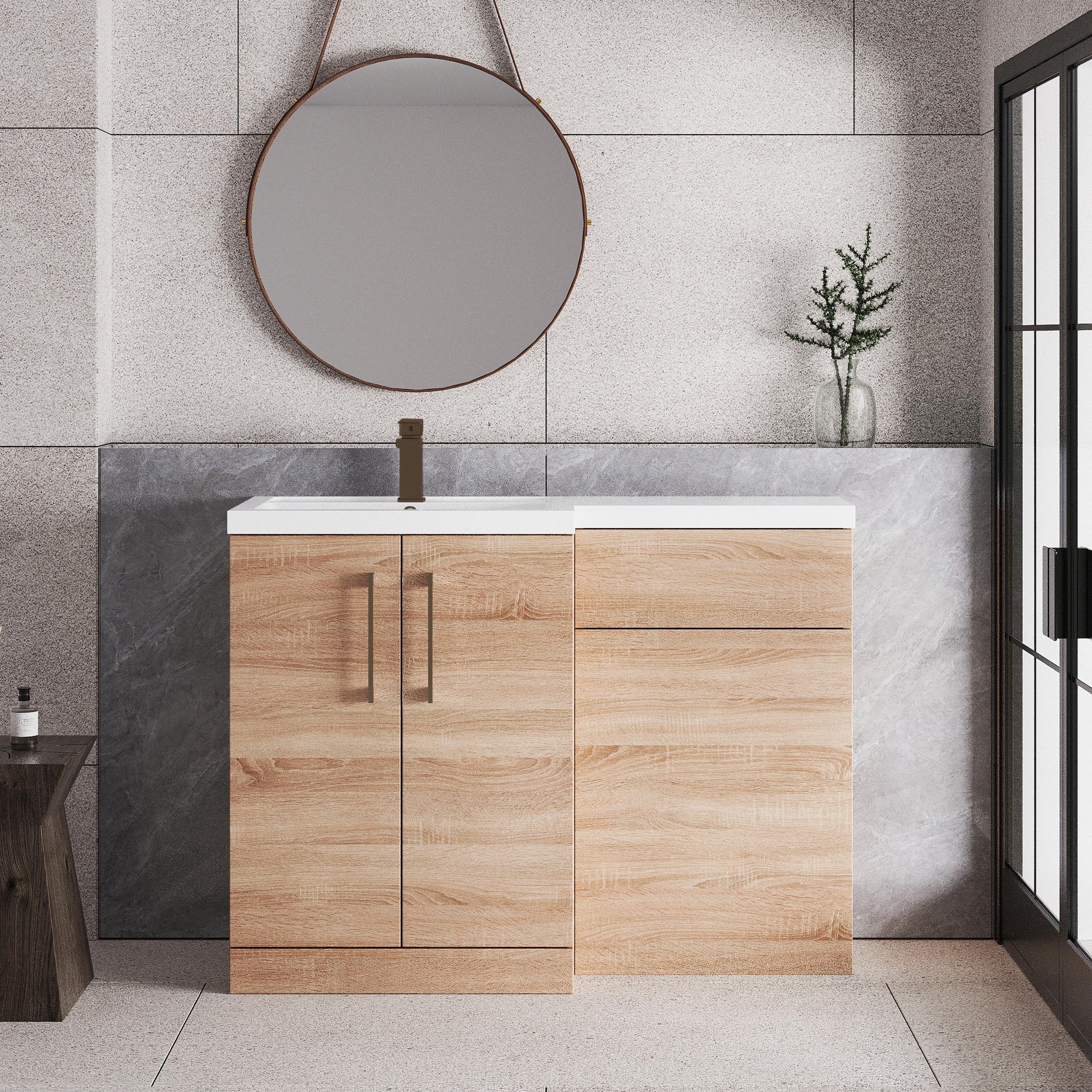 [BFLE3011LH1516] Bramshall Combination Vanity Unit with Basin & WC, Left Hand, 1100mm x 390mm - Choice of Colour and Handle Finish - Lifestyle 1