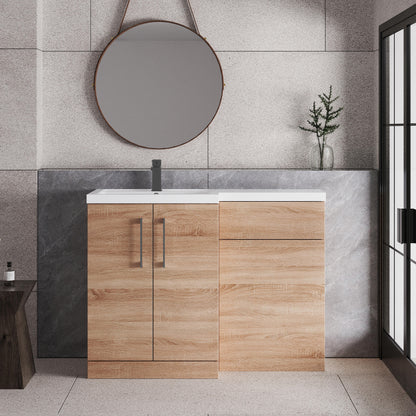 [BFLE3011LH716] Bramshall Combination Vanity Unit with Basin & WC, Left Hand, 1100mm x 390mm - Choice of Colour and Handle Finish - Lifestyle 1